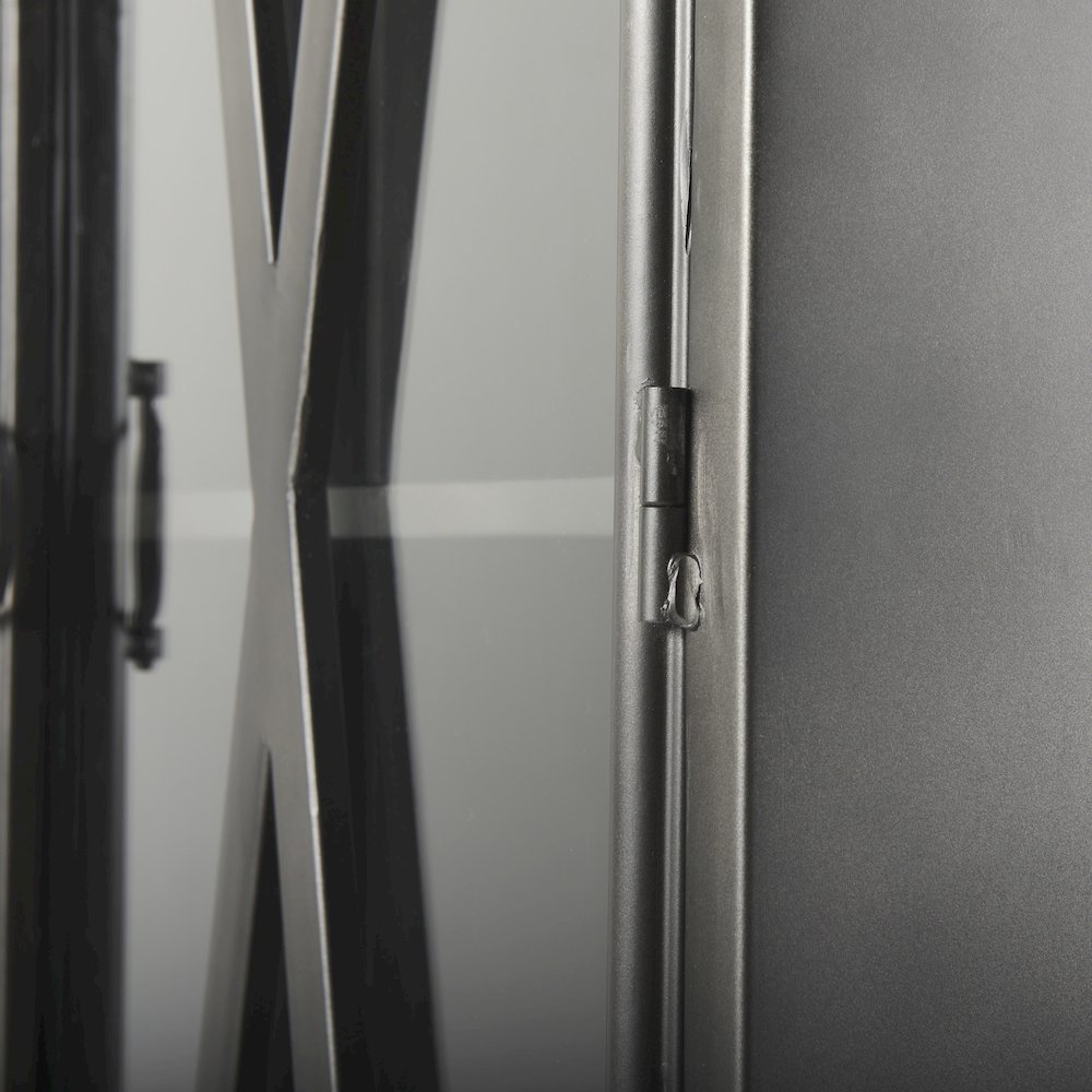 73.8" H Black Metal With Glass Door Display Cabinet. Picture 9