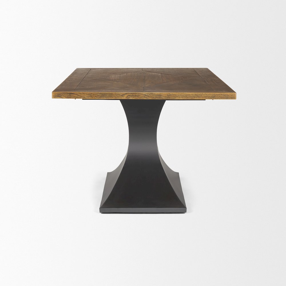 Maxton 79x39 Rectangular Brown Solid Wood Top Dark Gunmetal Base Dining Table. Picture 6
