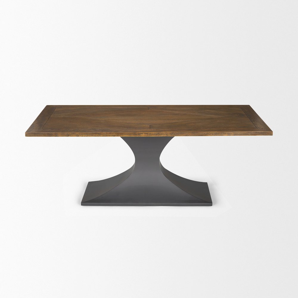 Maxton 79x39 Rectangular Brown Solid Wood Top Dark Gunmetal Base Dining Table. Picture 8