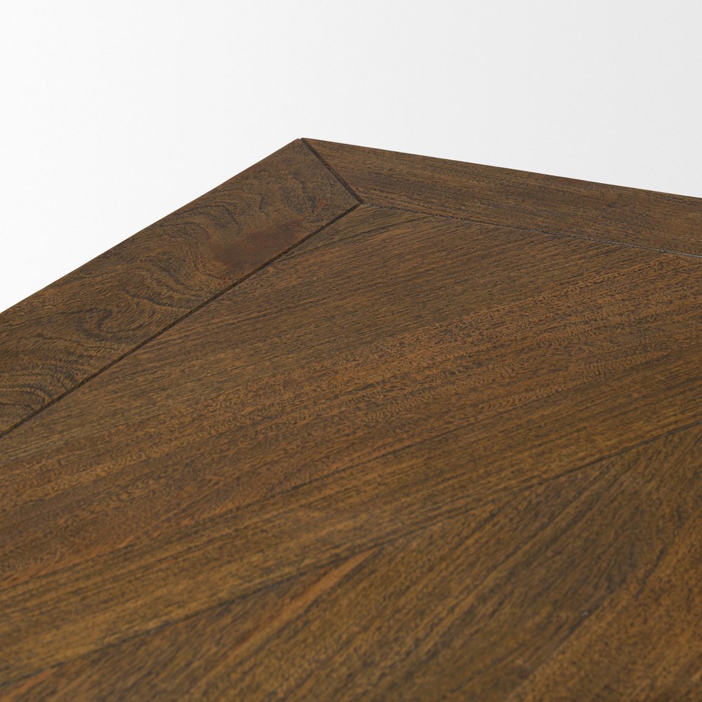Maxton 79x39 Rectangular Brown Solid Wood Top Dark Gunmetal Base Dining Table. Picture 9
