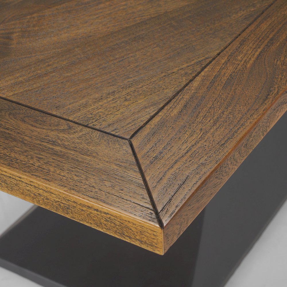 Maxton 79x39 Rectangular Brown Solid Wood Top Dark Gunmetal Base Dining Table. Picture 10