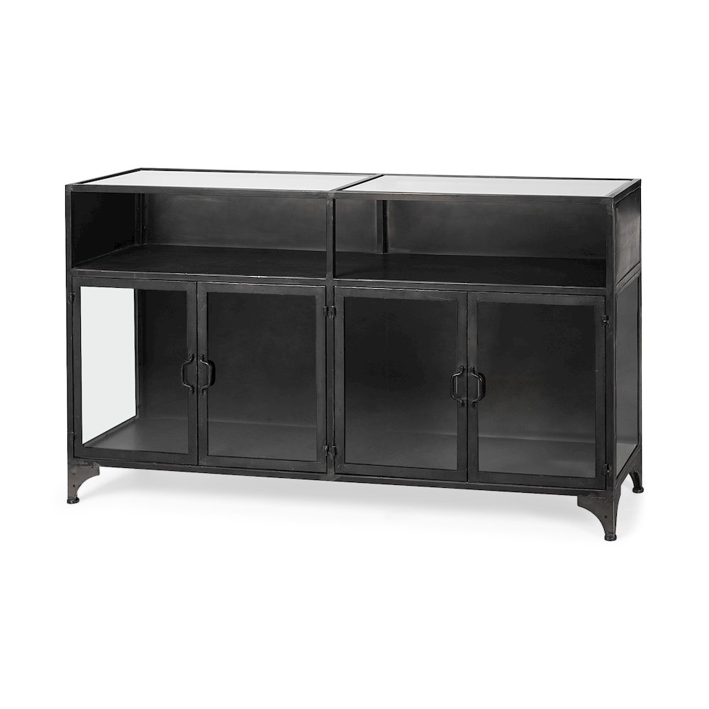 63" L Black Metal Glass Door Display Cabinet. Picture 1