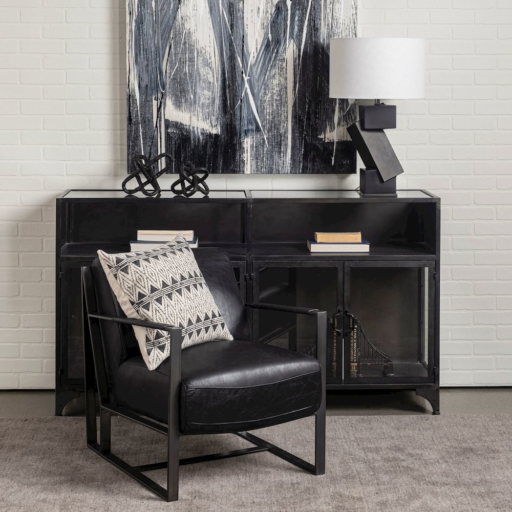 63" L Black Metal Glass Door Display Cabinet. Picture 6