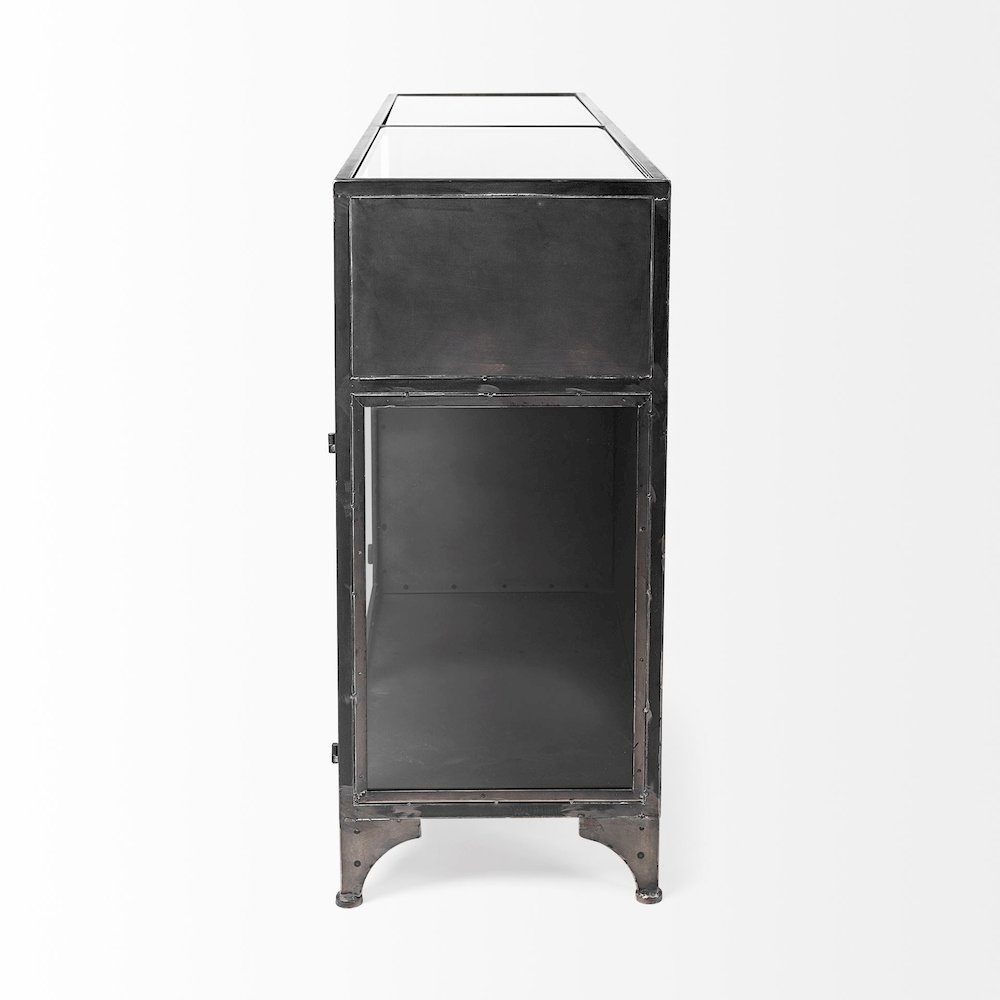 63" L Black Metal Glass Door Display Cabinet. Picture 9
