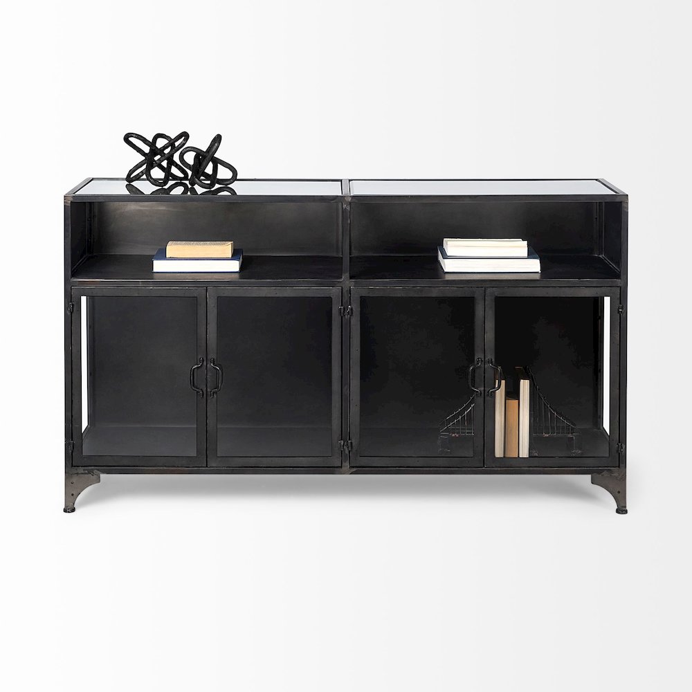 63" L Black Metal Glass Door Display Cabinet. Picture 12