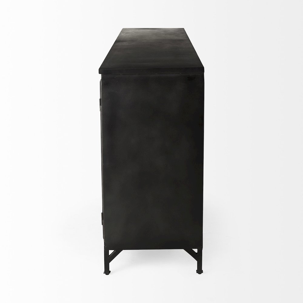 Poppy 79x16 Black Metal With  Glass Door Sideboard. Picture 7