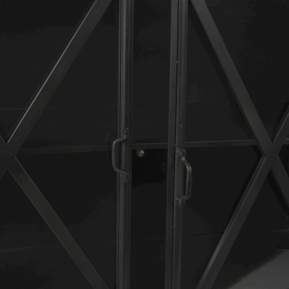 Poppy 79x16 Black Metal With  Glass Door Sideboard. Picture 10