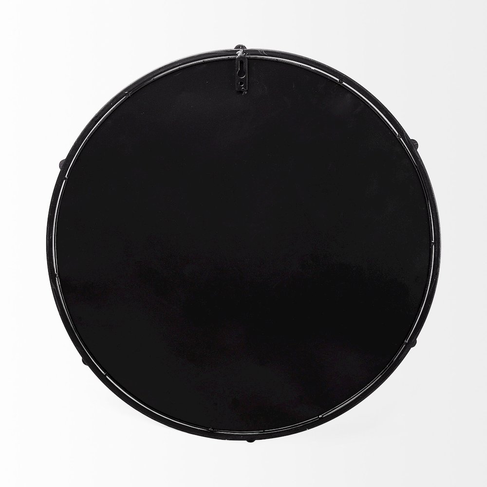 Kimbel 24L x 24W Black Metal Mirrored Base Round Tray. Picture 2