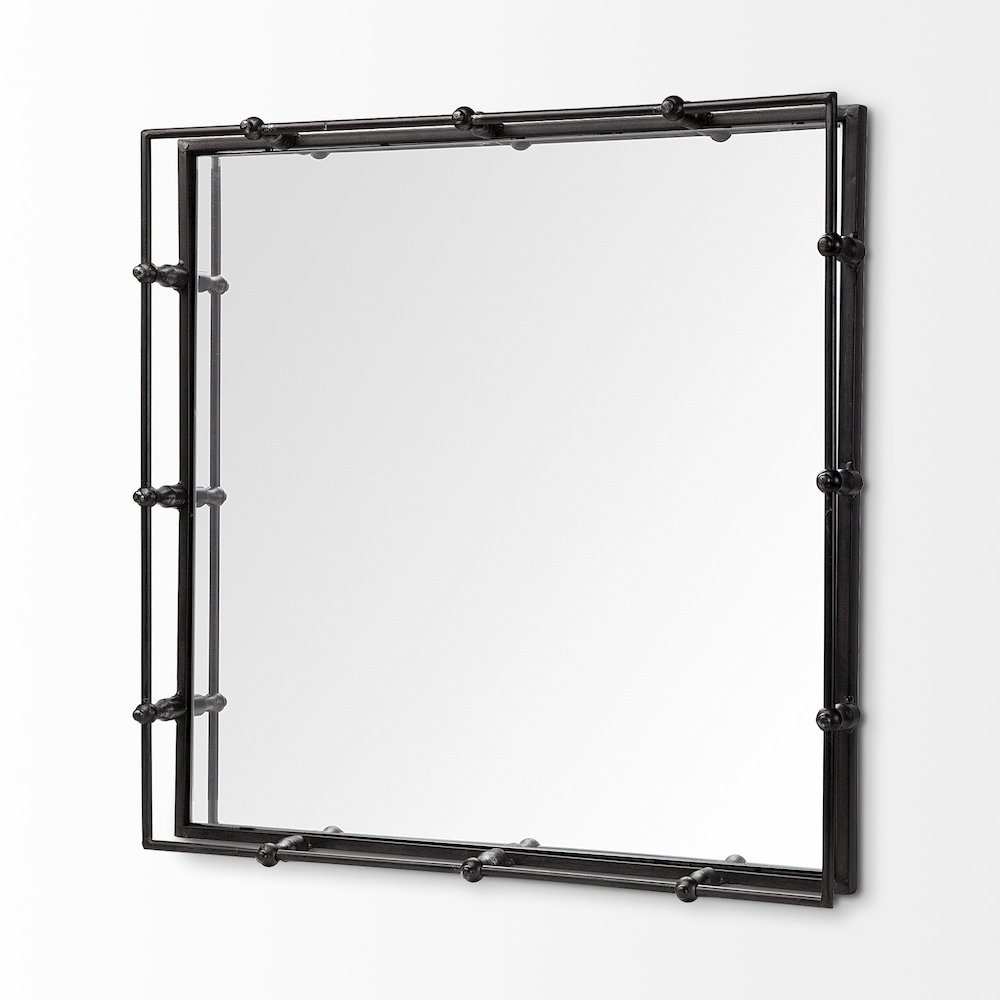 Christa 22L x 22W Black Metal Mirrored Base Square Tray. Picture 10