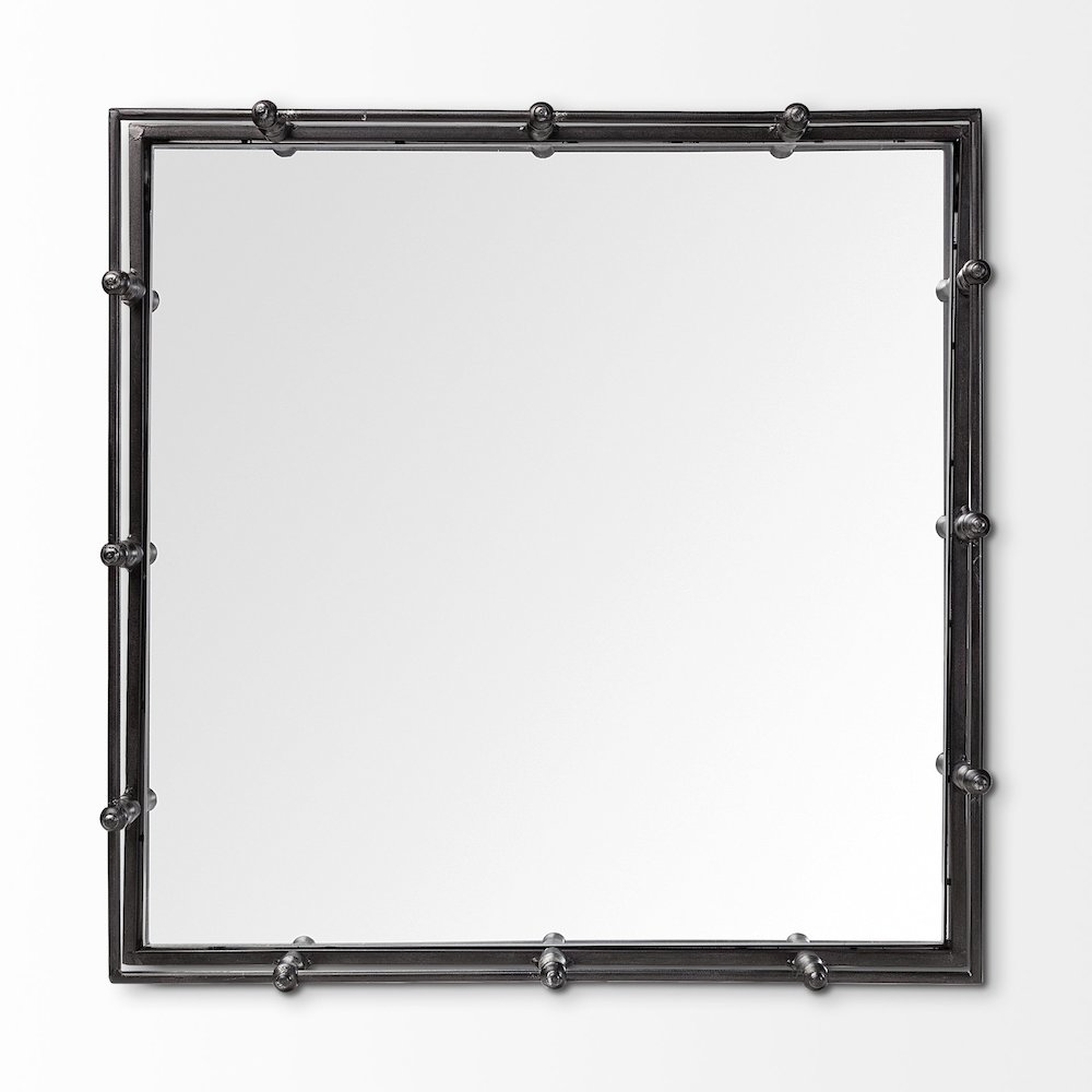 Christa 22L x 22W Black Metal Mirrored Base Square Tray. Picture 11