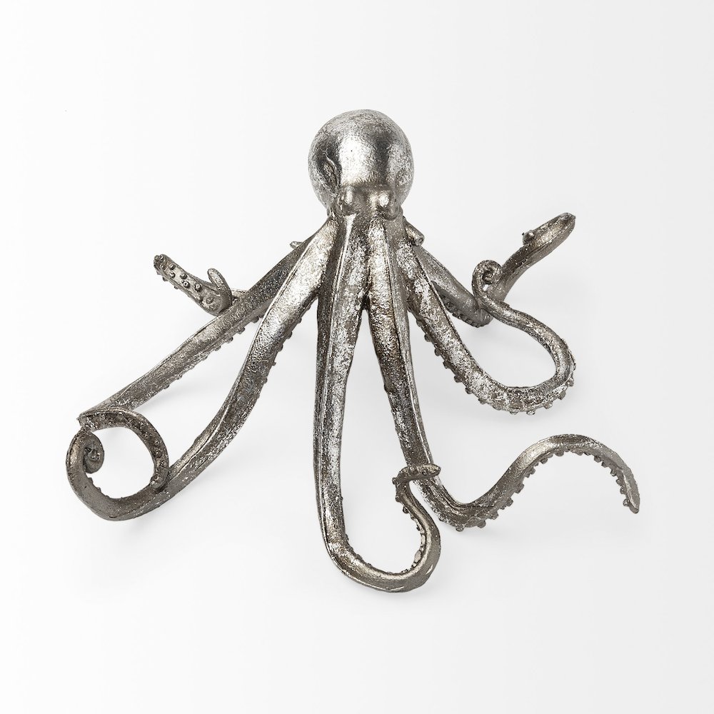 Strafford Small 10L x 9W Silver Resin Octopus. Picture 6