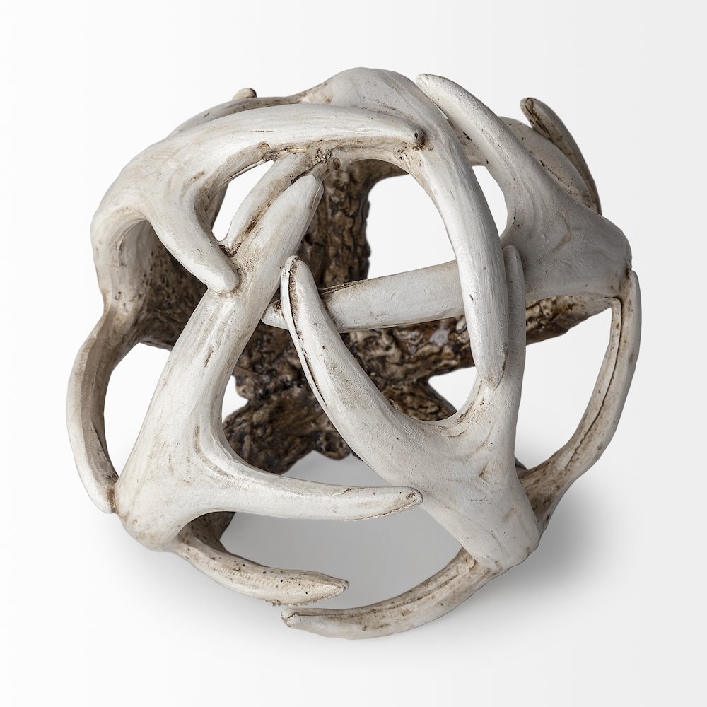 Ramus (Small) 5L x 5W Brown Antler Shaped Decorative Resin Orb Ball. Picture 2