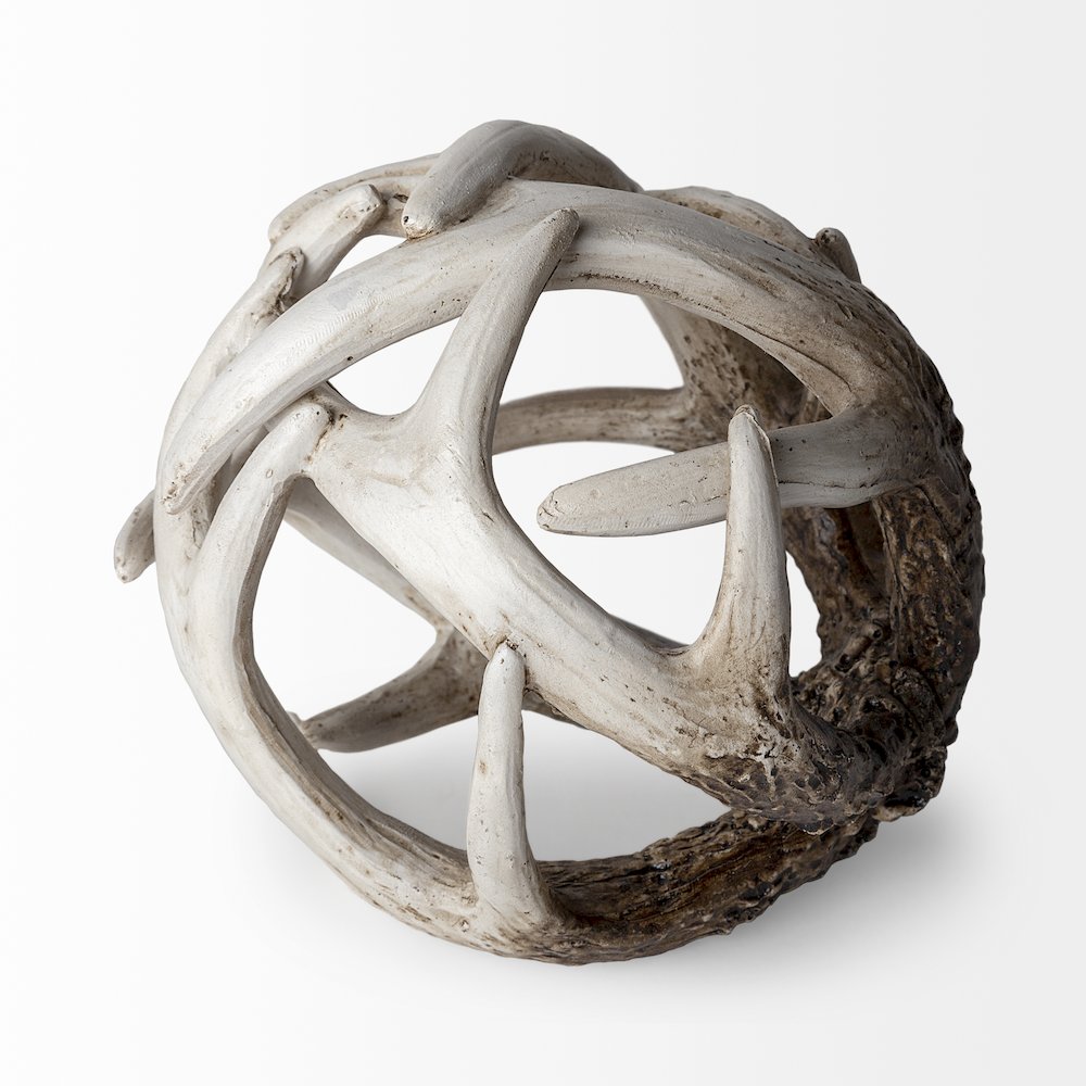 Ramus (Small) 5L x 5W Brown Antler Shaped Decorative Resin Orb Ball. Picture 3
