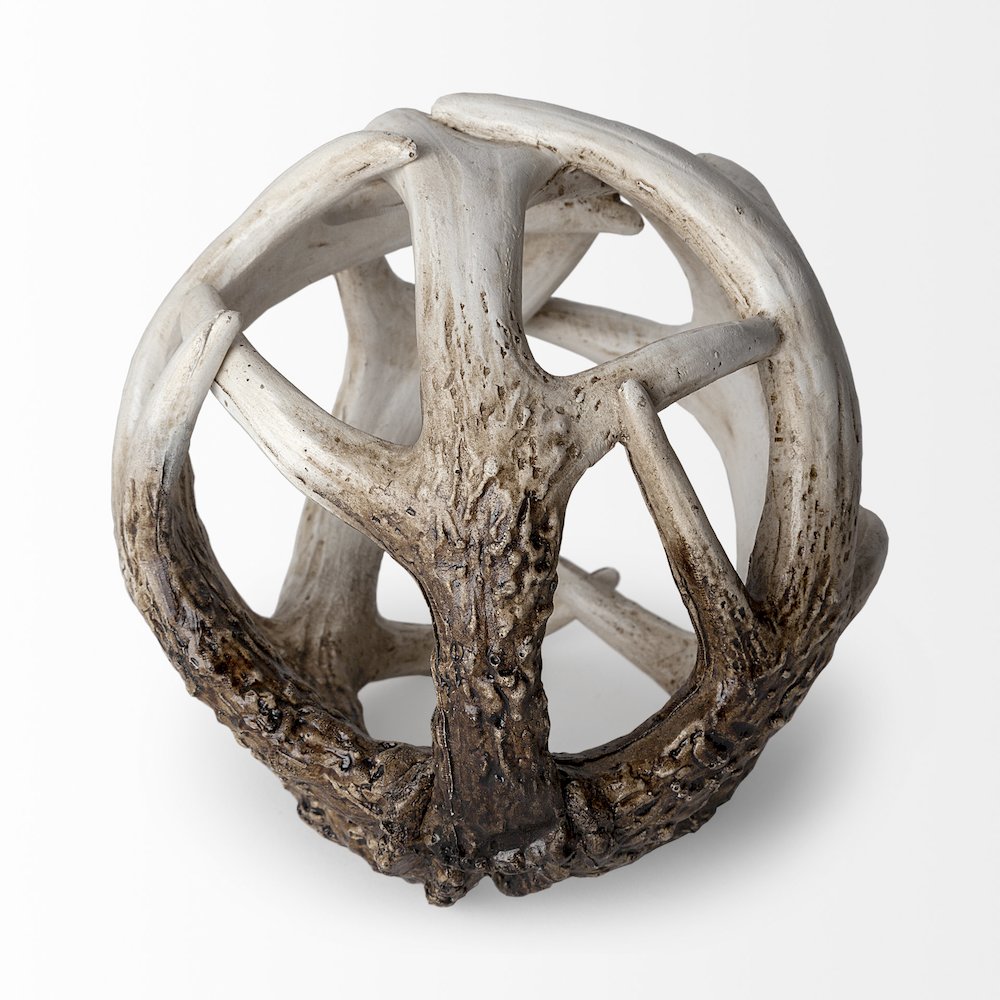 Ramus (Small) 5L x 5W Brown Antler Shaped Decorative Resin Orb Ball. Picture 4