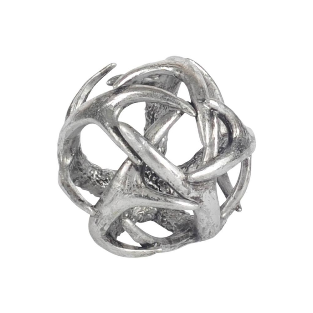 Ramus I(Small) 5L x 5W Silver Antler Shaped Decorative Orb Ball. Picture 1