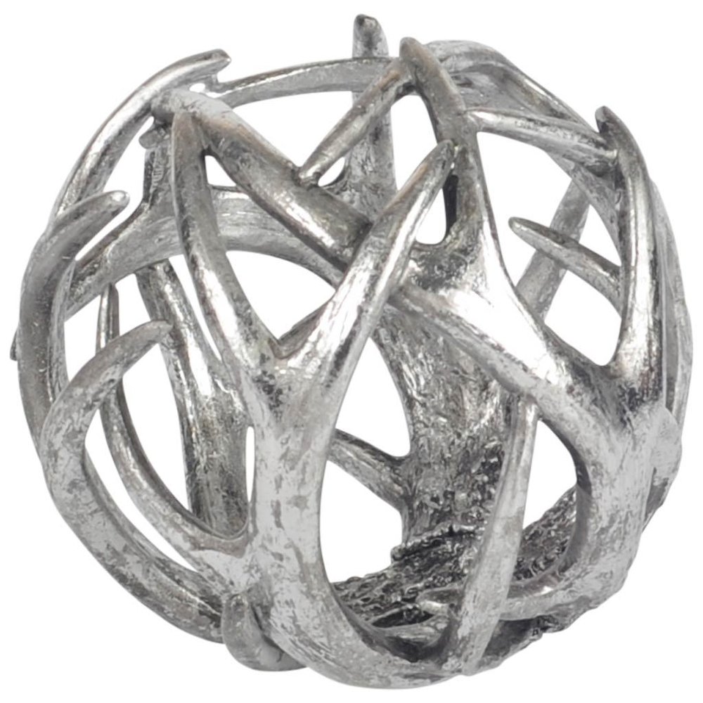 Ramus IV (Large) 7L x 7W Silver Antler Shaped Decorative Orb Ball. Picture 1