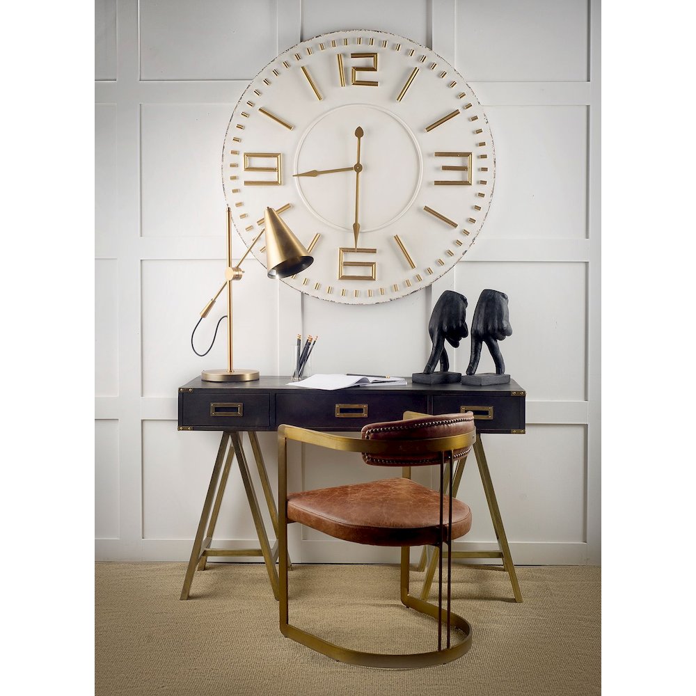 Fragon (26"H) Gold-Tone Metal Adjustable Cone Shade Table Lamp. Picture 6
