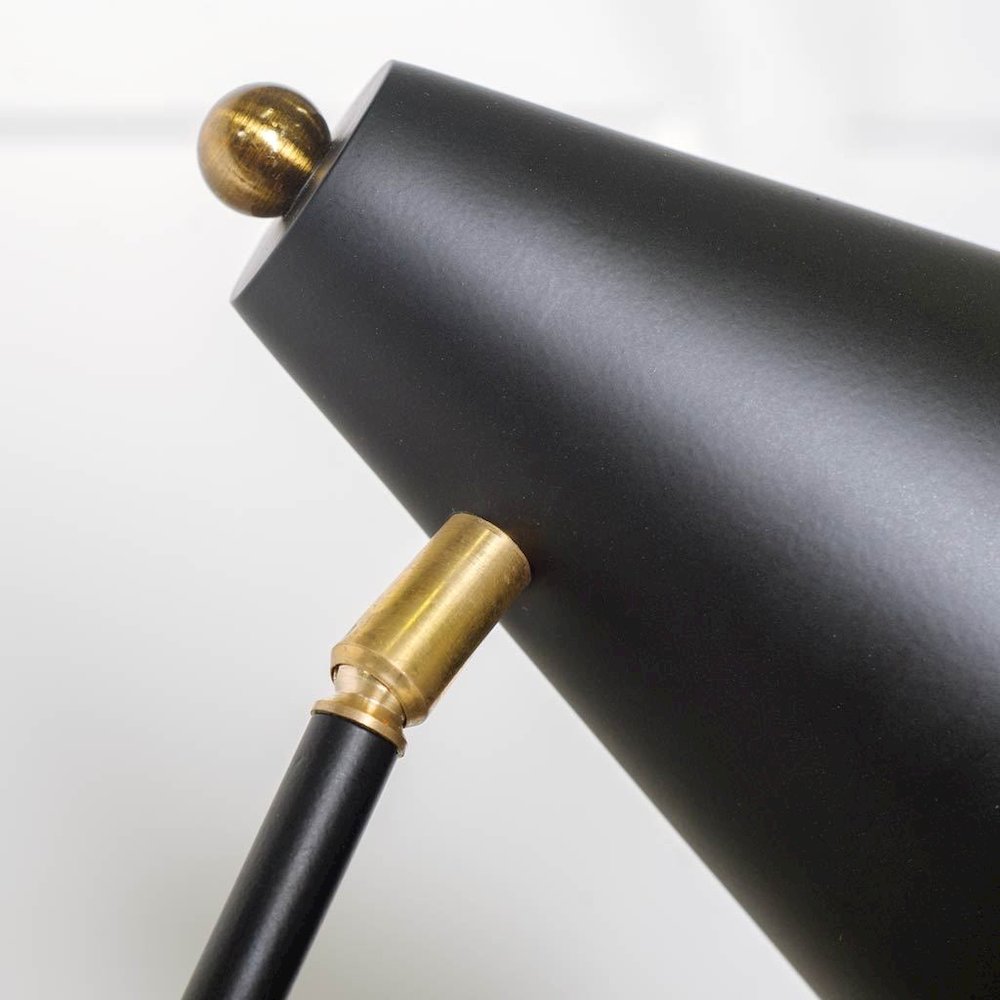 Fragon II(26"H) Black/Gold Metal Adjustable Cone Shade Table Lamp. Picture 5
