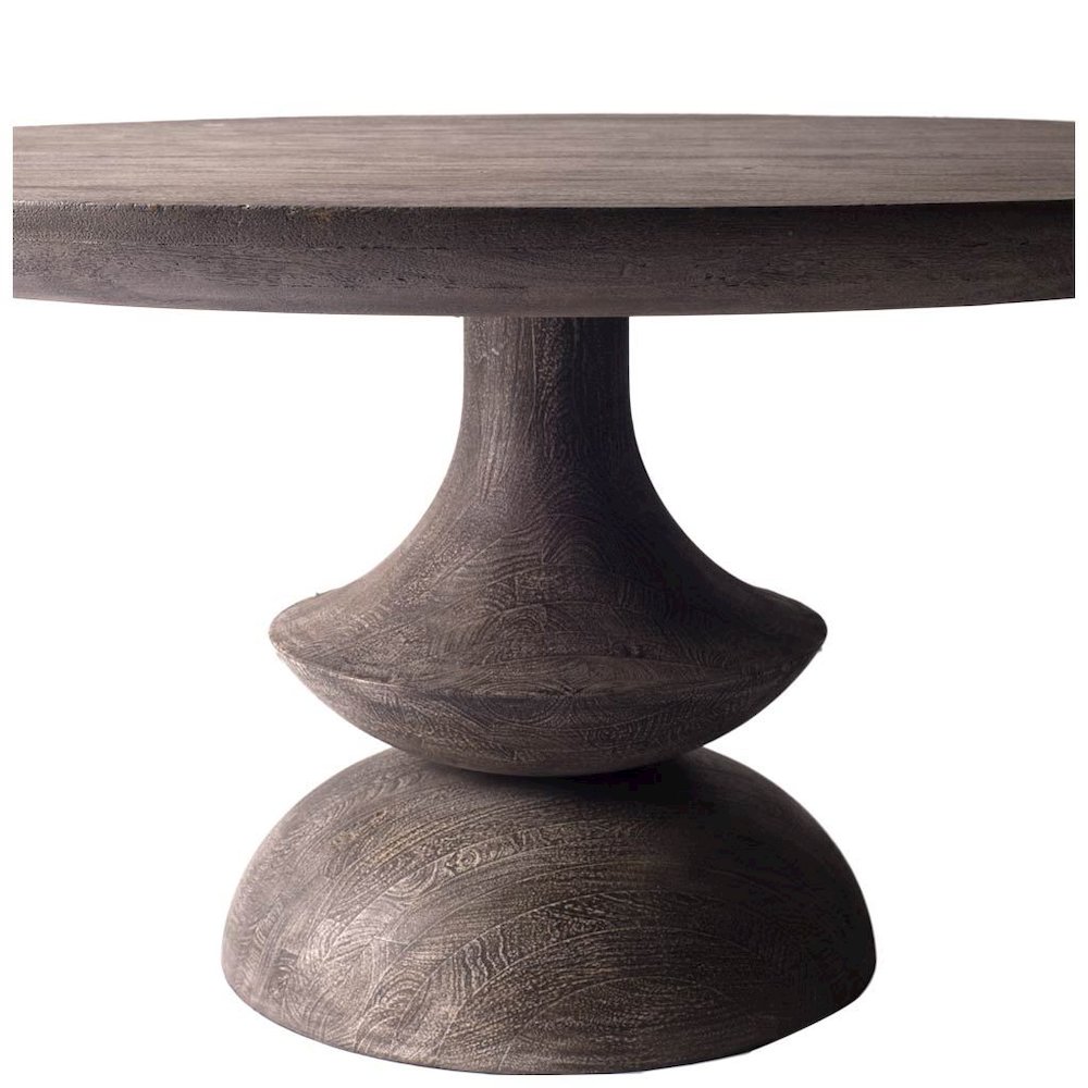 Crossman 60" Round Dark Brown/Gray Solid Wood Table Top & Base Dining Table. Picture 7