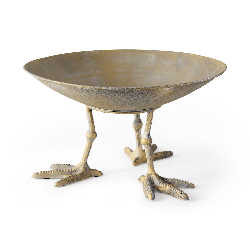 13L X 13W Gold Metal Webbed Feet Bowl. Picture 1