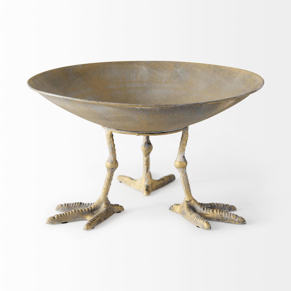 13L X 13W Gold Metal Webbed Feet Bowl. Picture 3