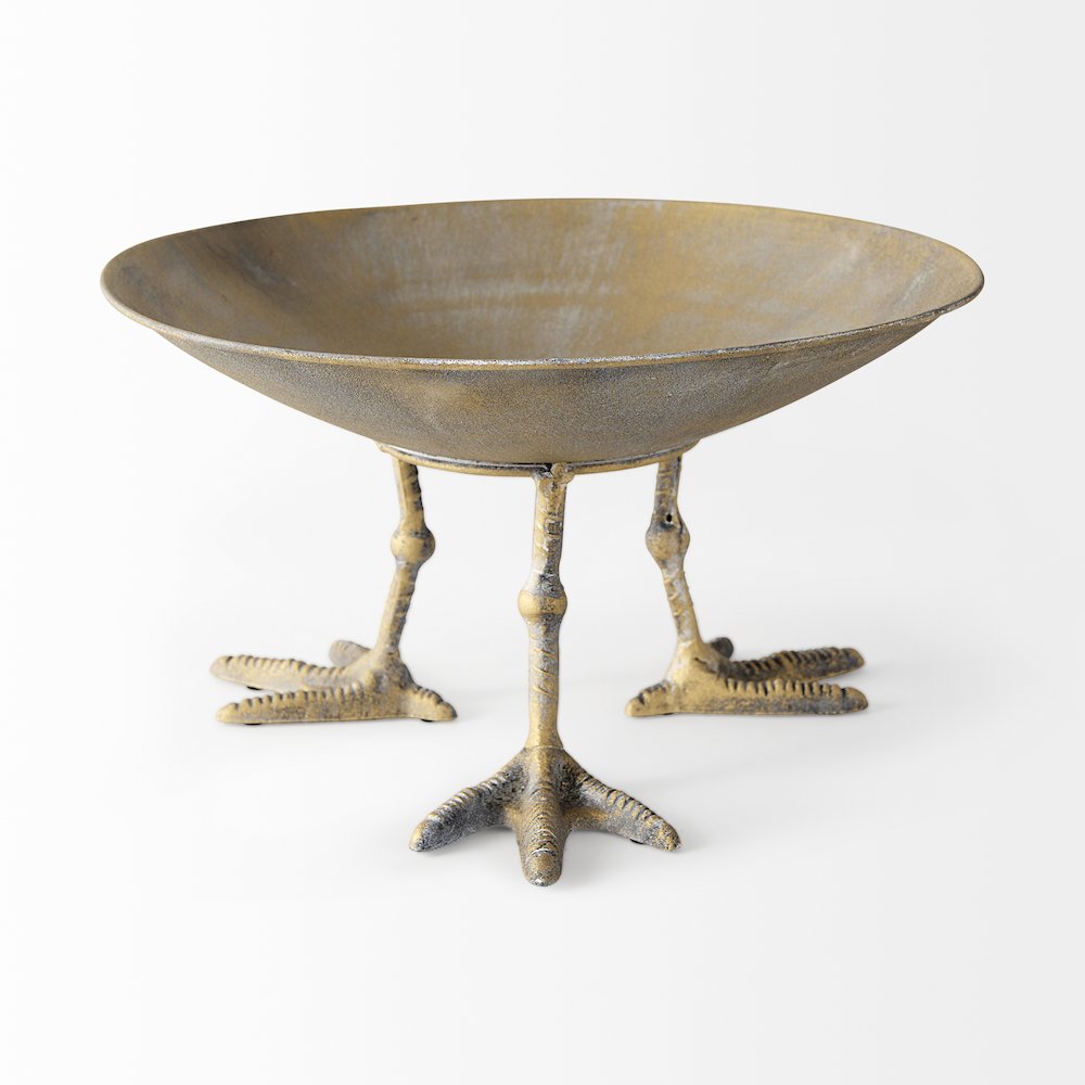 13L X 13W Gold Metal Webbed Feet Bowl. Picture 4
