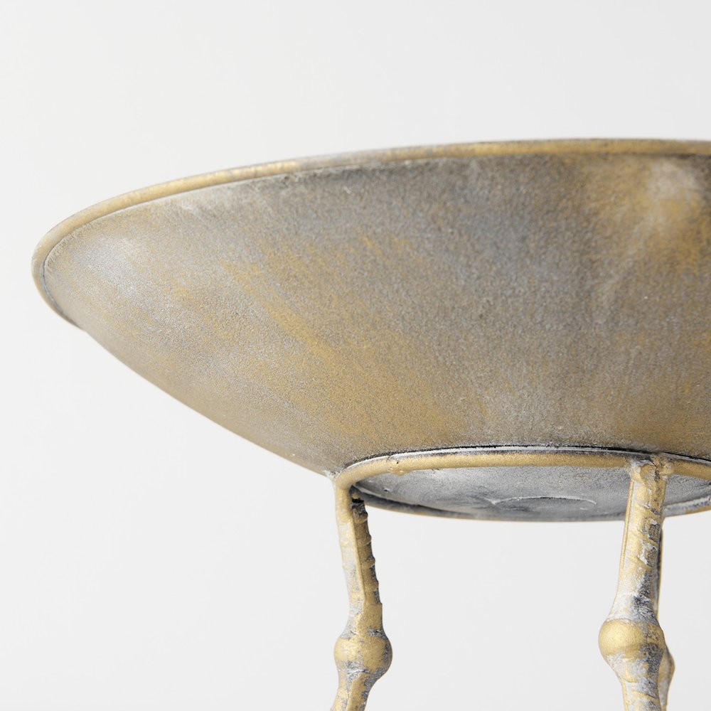 13L X 13W Gold Metal Webbed Feet Bowl. Picture 9