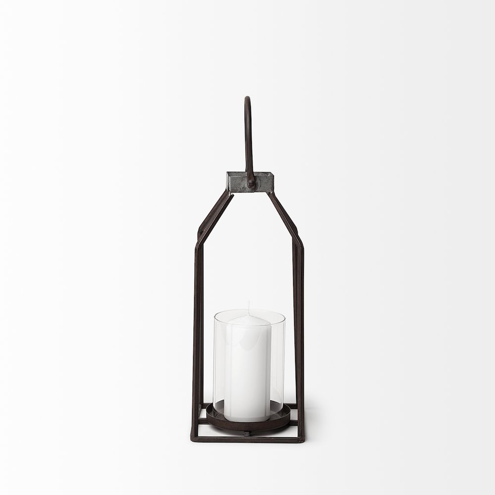 Kingston Small Rustic Metal Framed Table Candle Holder. Picture 4