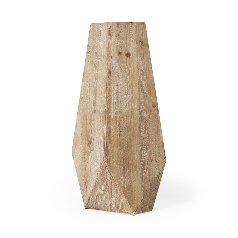 Allen Large Natural Wooden Base Oval Vase. Picture 1