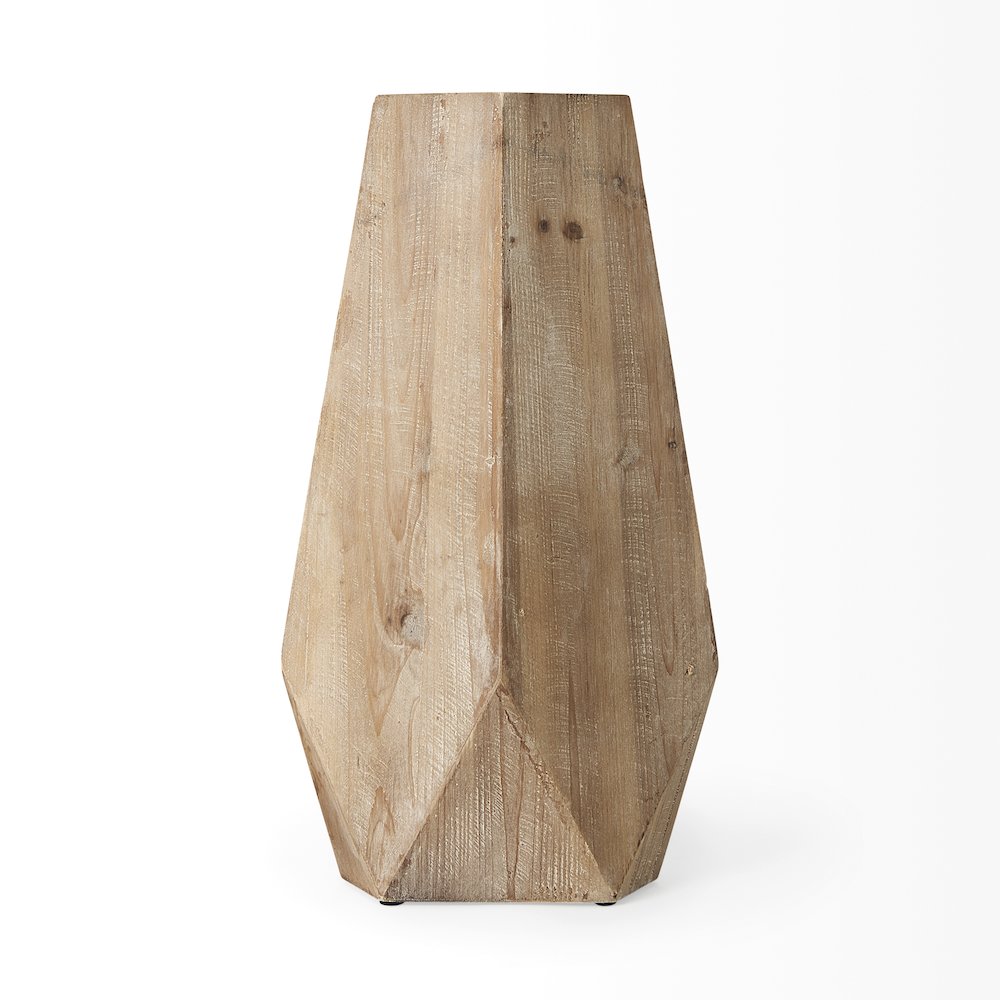 Allen Large Natural Wooden Base Oval Vase. Picture 3