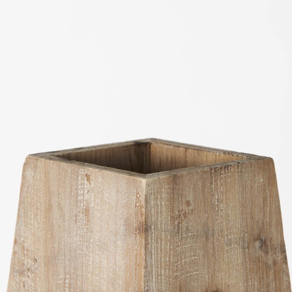 Allen Large Natural Wooden Base Oval Vase. Picture 8