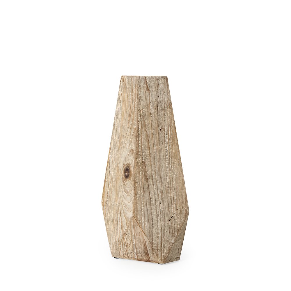 Allen Small Natural Wooden Base Oval Vase. Picture 1