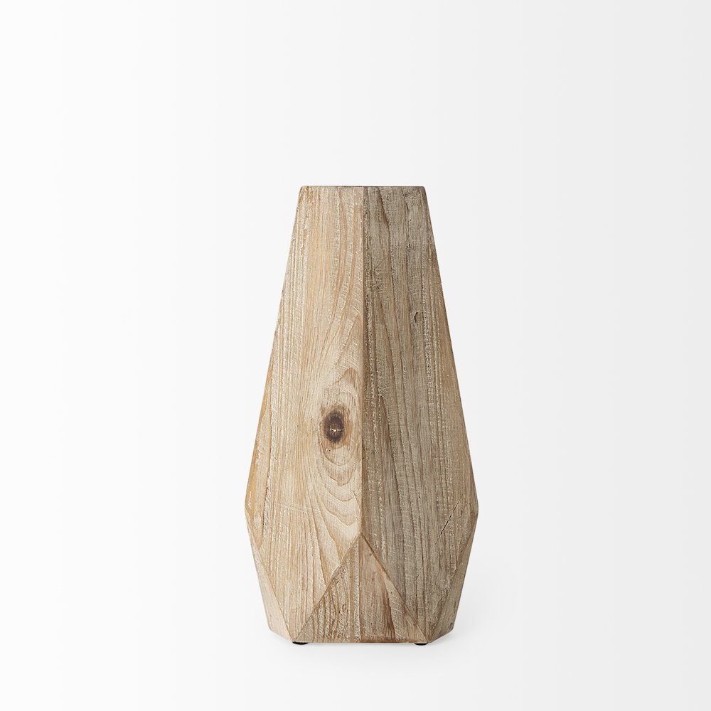 Allen Small Natural Wooden Base Oval Vase. Picture 4