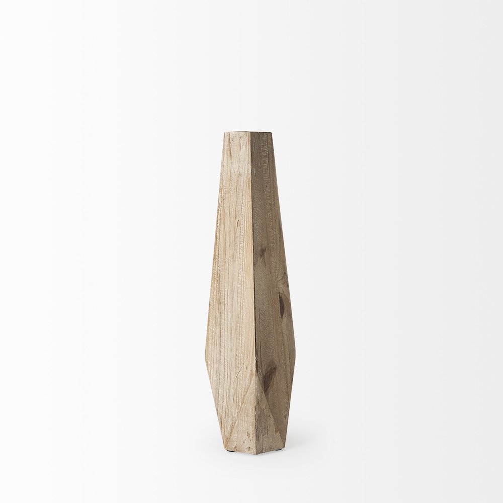 Allen Small Natural Wooden Base Oval Vase. Picture 5