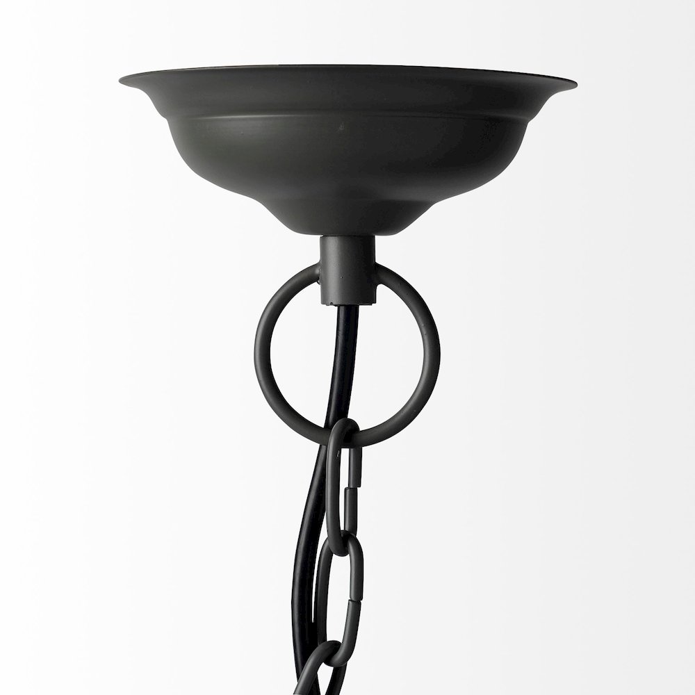 (40"X31") Black Metal Mesh-Style Four Bulb Chandelier. Picture 5