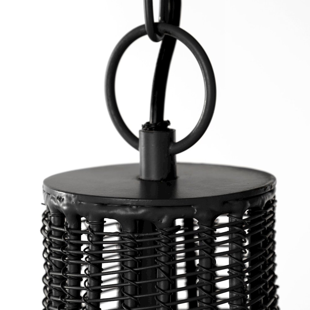 (40"X31") Black Metal Mesh-Style Four Bulb Chandelier. Picture 7