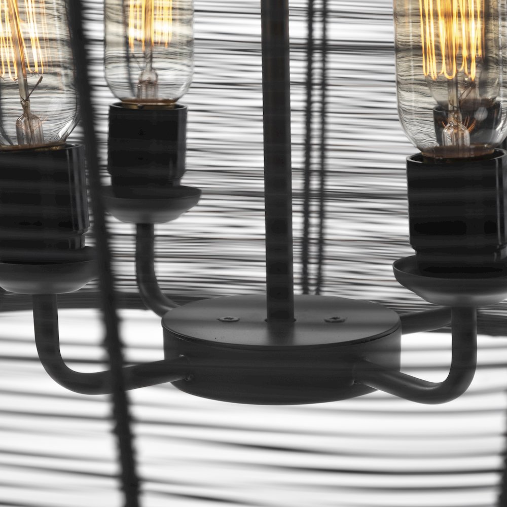 (40"X31") Black Metal Mesh-Style Four Bulb Chandelier. Picture 9