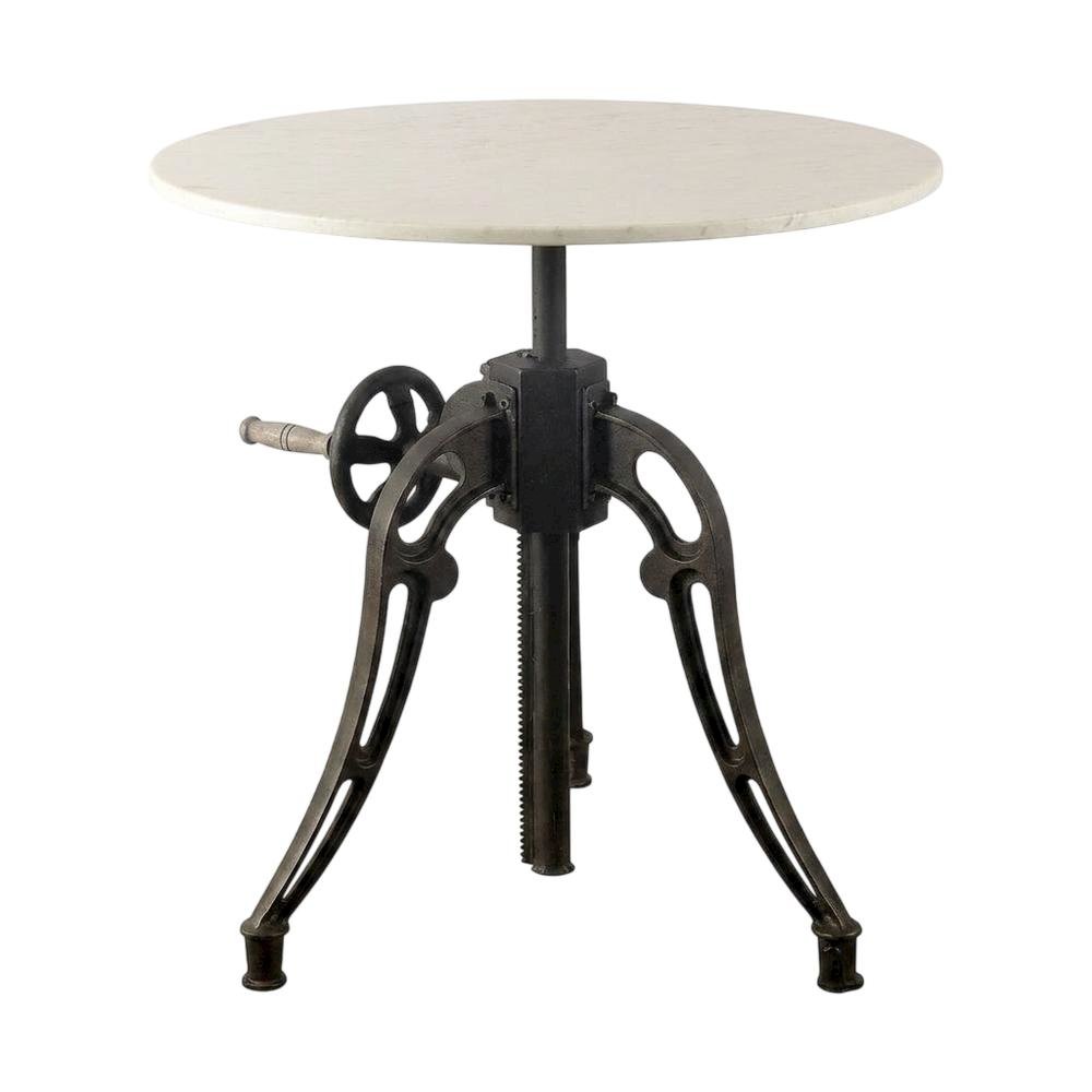 White Marble Top Dining Table with Black Metal Base, Luxe Style. Picture 1