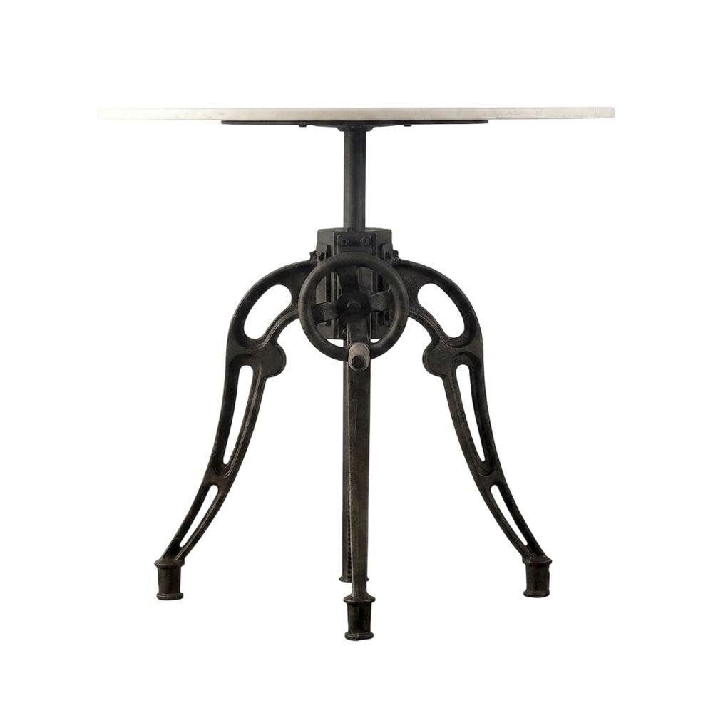 White Marble Top Dining Table with Black Metal Base, Luxe Style. Picture 4