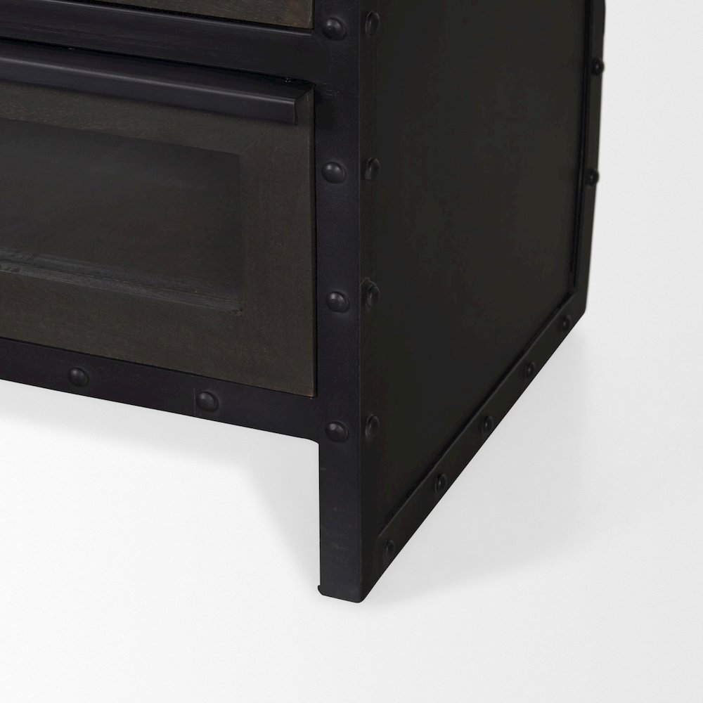 62.3X16.5 Black Metal Framewood Accent 4 Cabinet Door Two Drawer Sideboard. Picture 10