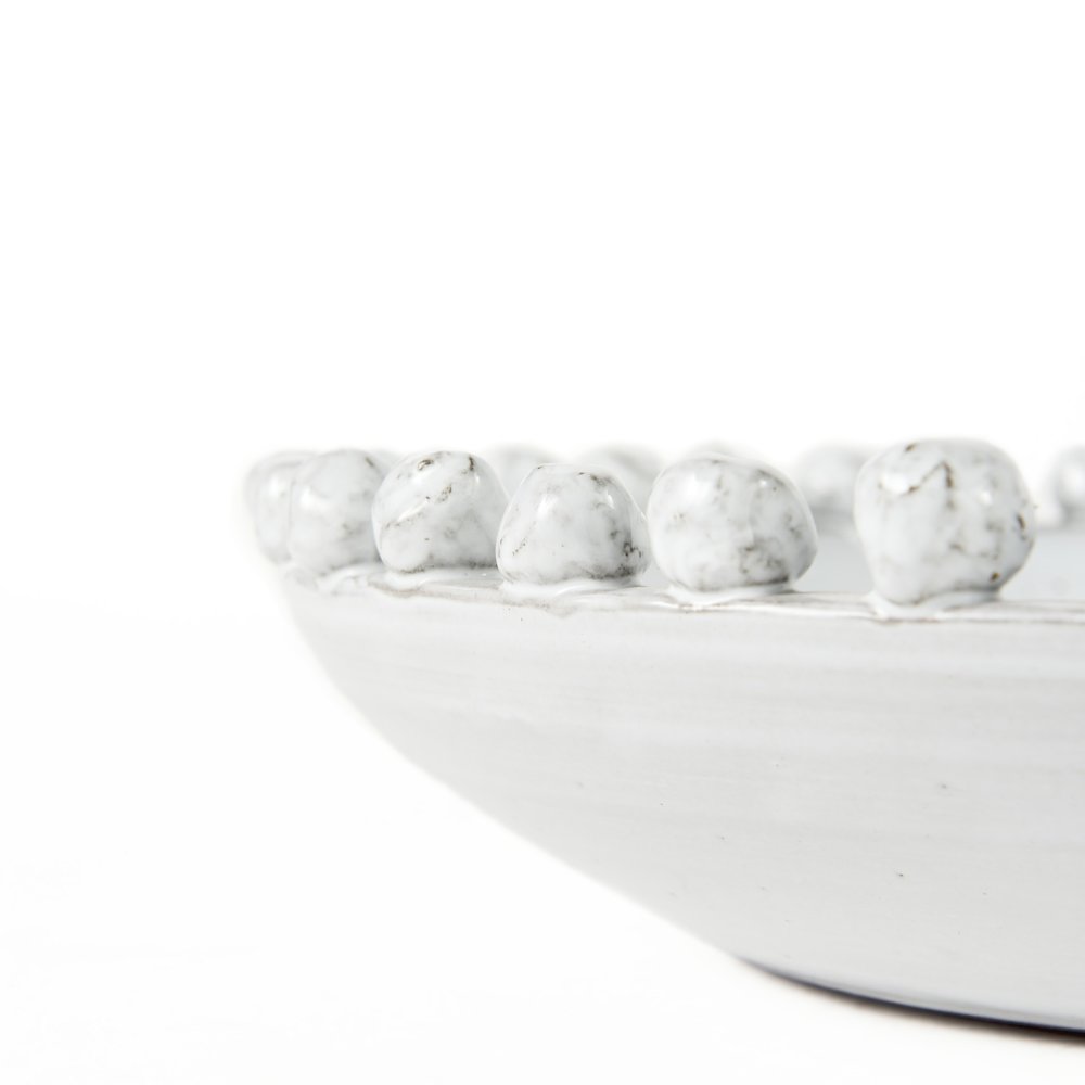 16" Round Off-White Glazed Decorative Bowl. Picture 5