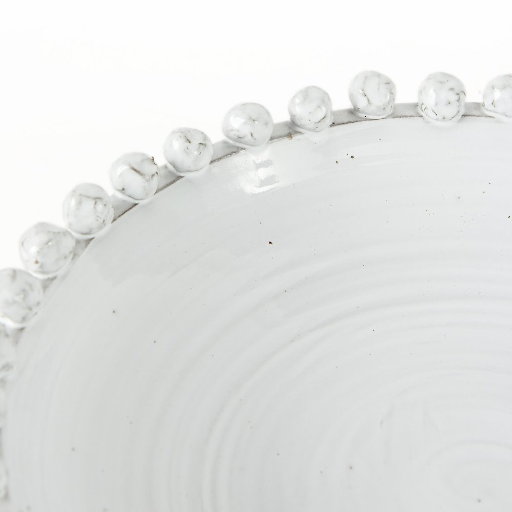 16" Round Off-White Glazed Decorative Bowl. Picture 6