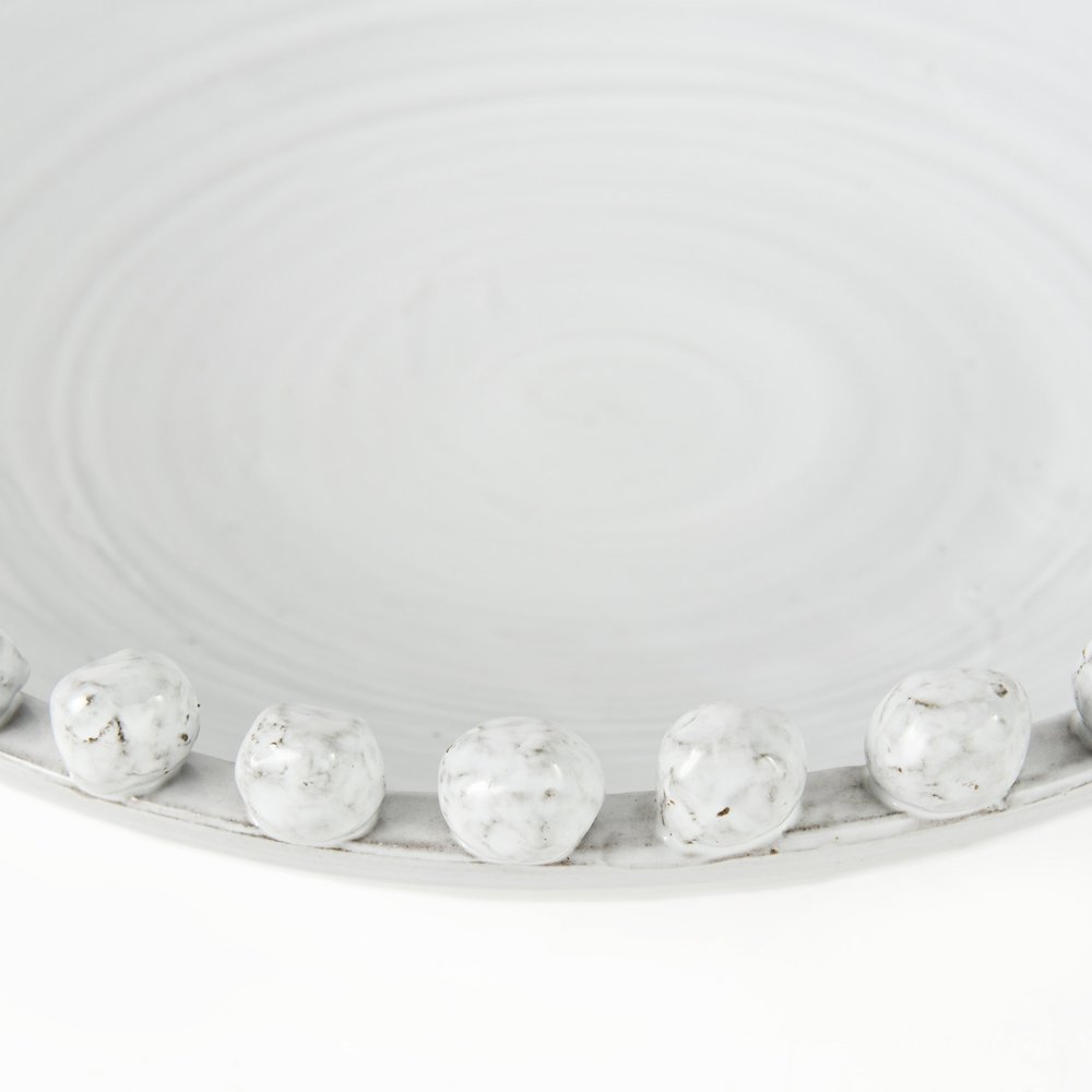 16" Round Off-White Glazed Decorative Bowl. Picture 7