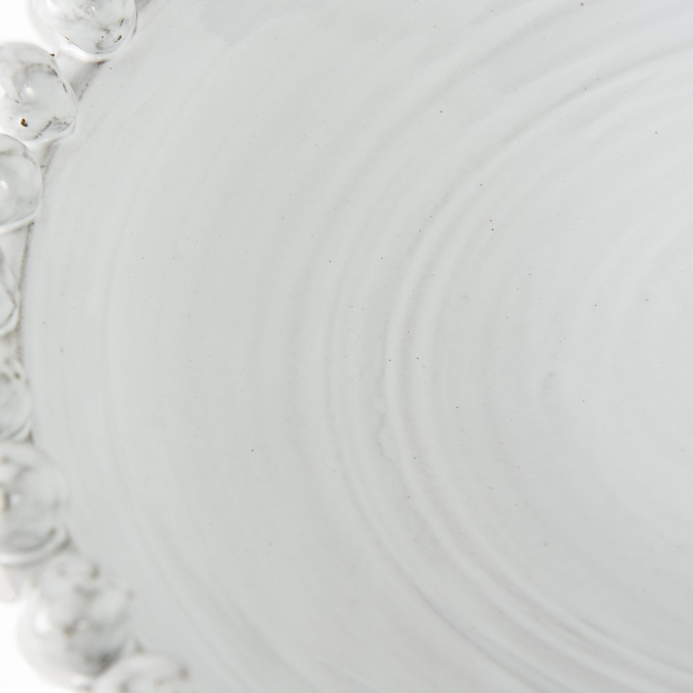16" Round Off-White Glazed Decorative Bowl. Picture 8