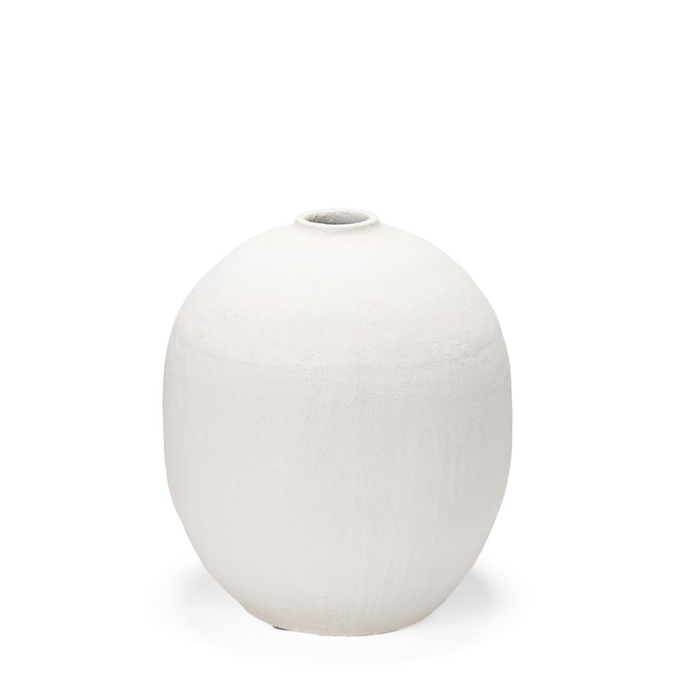 Karakum Short White Textured Ceramic Vase. Picture 1