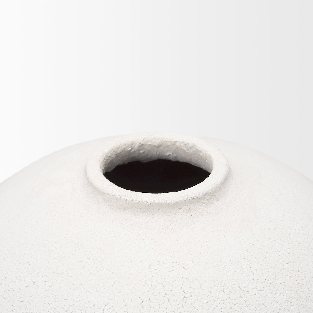 Karakum Short White Textured Ceramic Vase. Picture 6