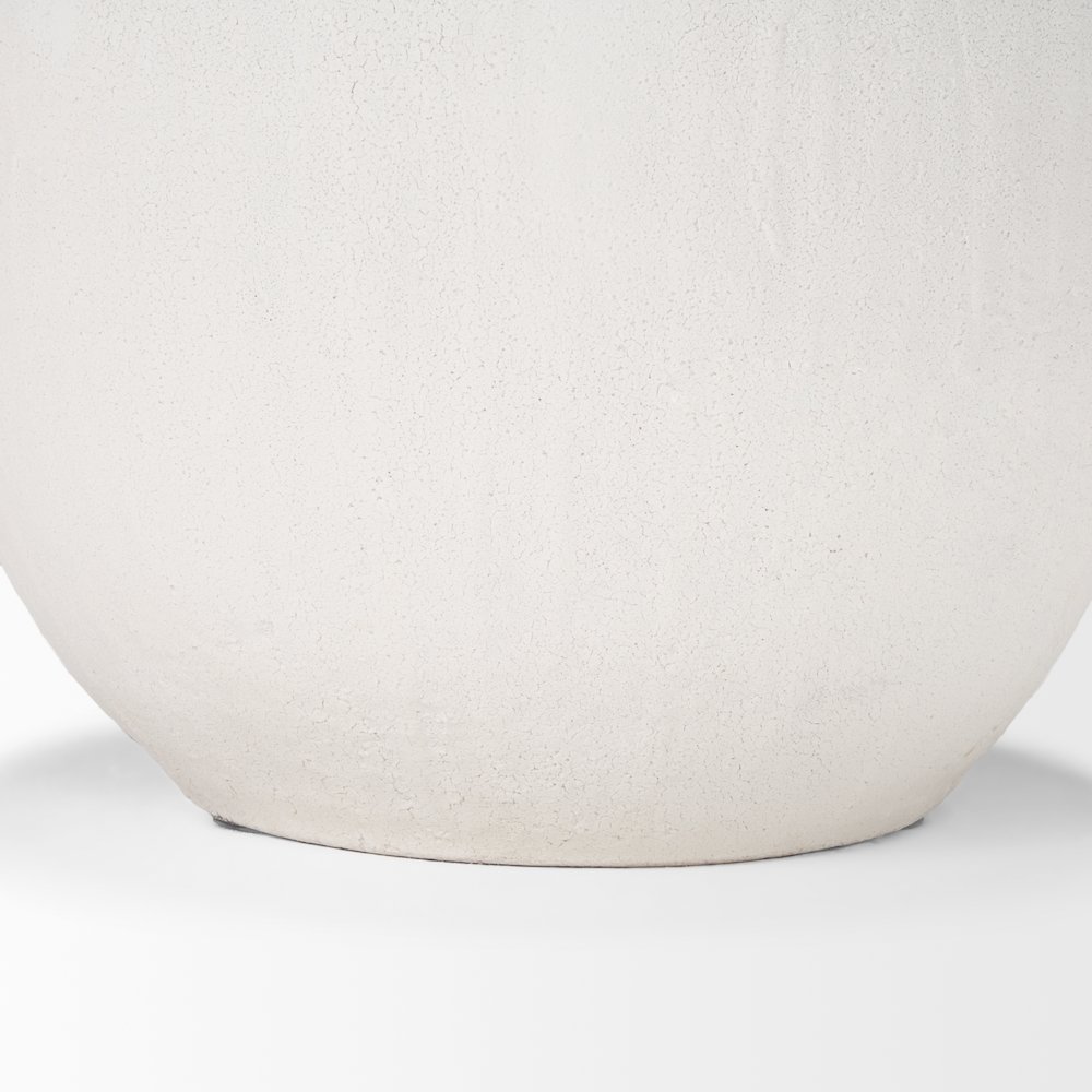 Karakum Short White Textured Ceramic Vase. Picture 8