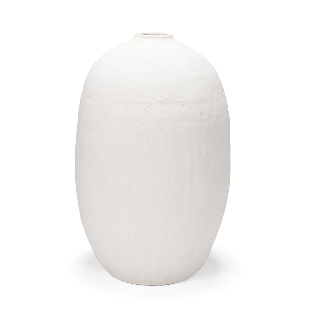 Karakum Large White Textured Ceramic Vase. Picture 1