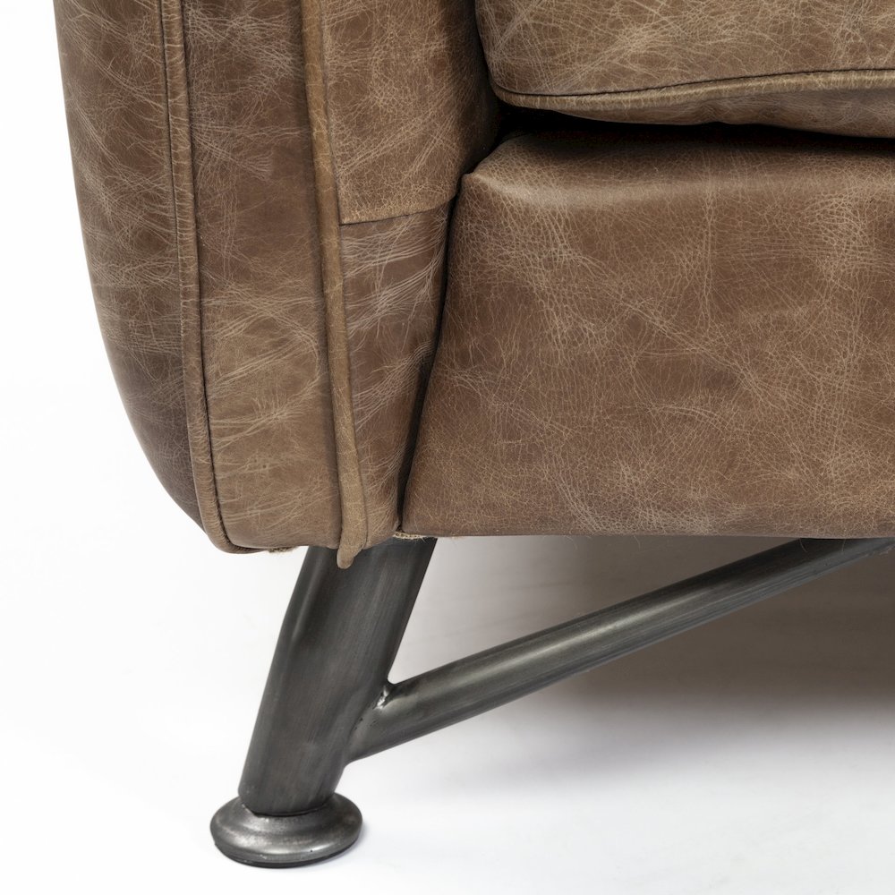 Cobain 84" Brown Leather Two Seater Sofa. Picture 4