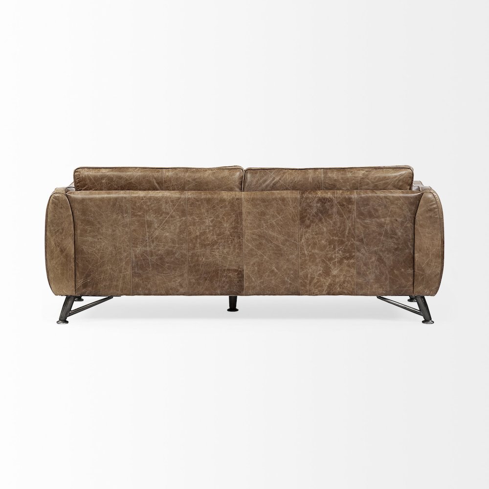 Cobain 84" Brown Leather Two Seater Sofa. Picture 10